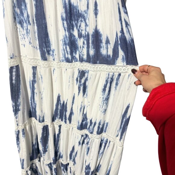 Guess Strapless Maxi Dress – Blue & White Marbled – Size Small - Picture 6 of 7